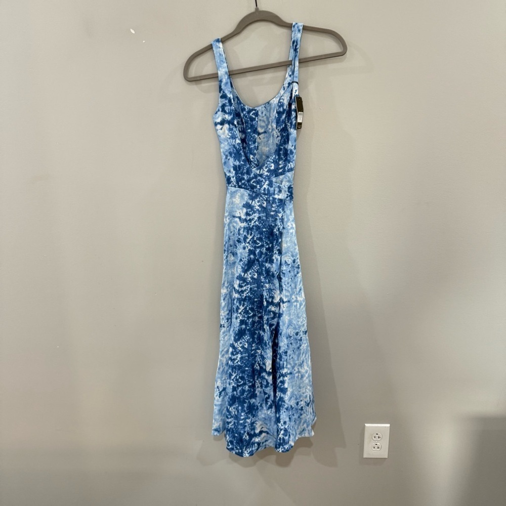NWT Reformation Dress Garten Midi Wrap in Shibori Blue - Picture 9 of 14
